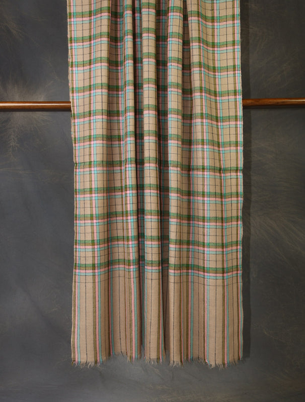 Multi Color Plaid Pure Cashmere Pashmina Shawl 
