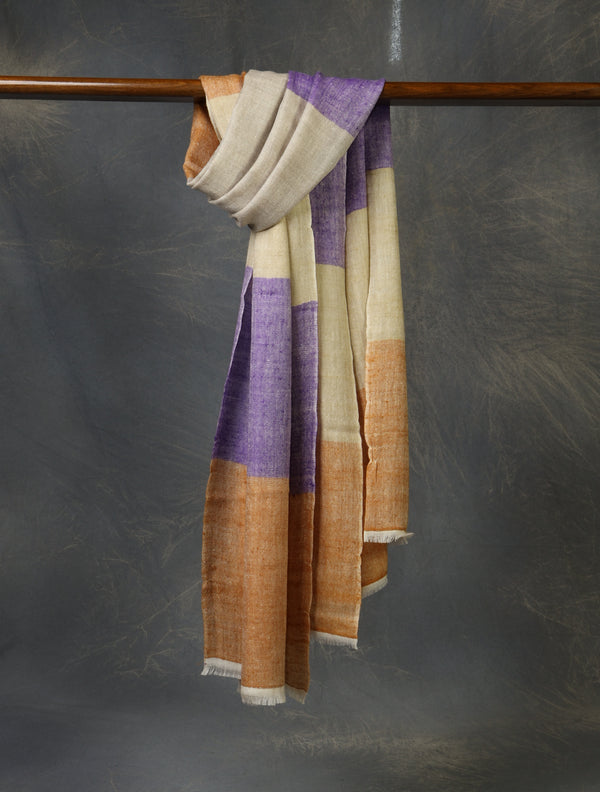Multicolor Plaid Pure Cashmere Pashmina Scarf