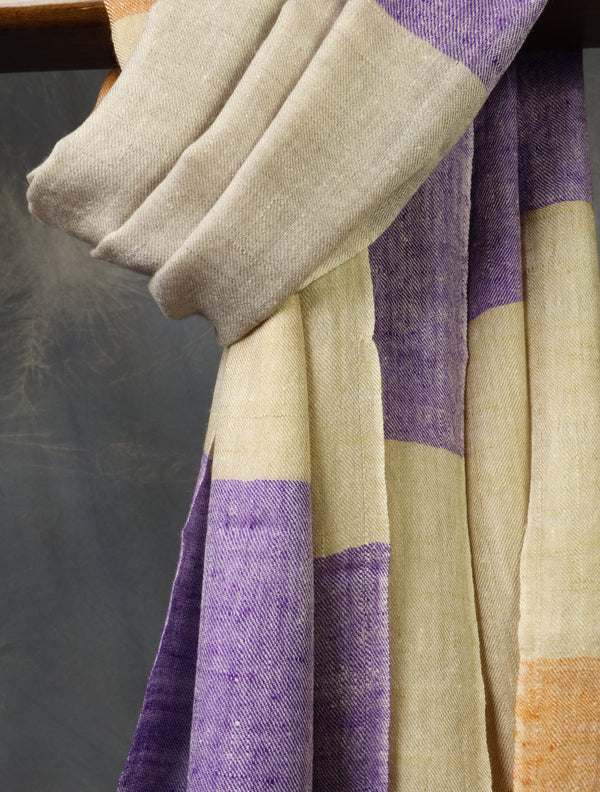 Multicolor Plaid Pure Cashmere Pashmina Scarf – detail view