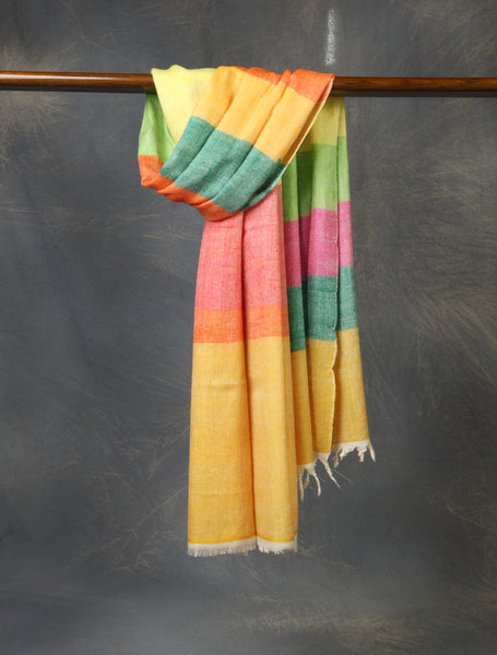 Multicolor Plaid Pure Cashmere Pashmina Scarf