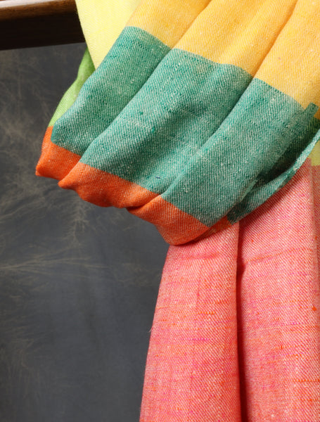 Multicolor Plaid Pure Cashmere Pashmina Scarf