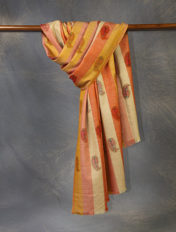 Multicolor Stripe Pashmina Shawl – Authentic Kashmir Kani Shawl