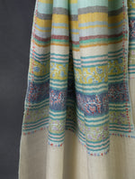 Multicolor Striped Base with Striped Border Embroidery Cashmere Pashmina Scarf
