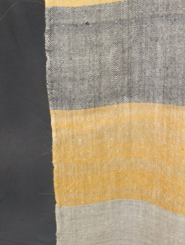 Mustard And Ivory Plaid Pure Cashmere Pashmina Scarf