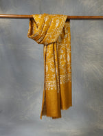 Mustard Jali Embroidery Cashmere Pashmina Scarf