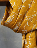 Mustard Jali Embroidery Cashmere Pashmina Scarf