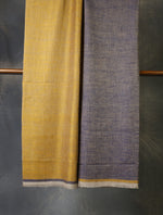 Mustard Yellow And Black Reversible Handwoven Cashmere Pashmina Shawl