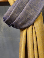 Mustard Yellow And Black Reversible Handwoven Cashmere Pashmina Shawl