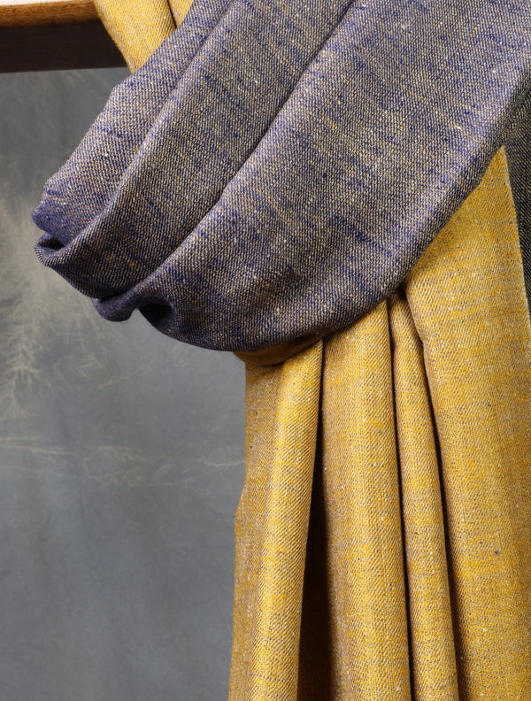 Mustard Yellow And Black Reversible Handwoven Cashmere Pashmina Shawl — cashmere winter shawl reverse side