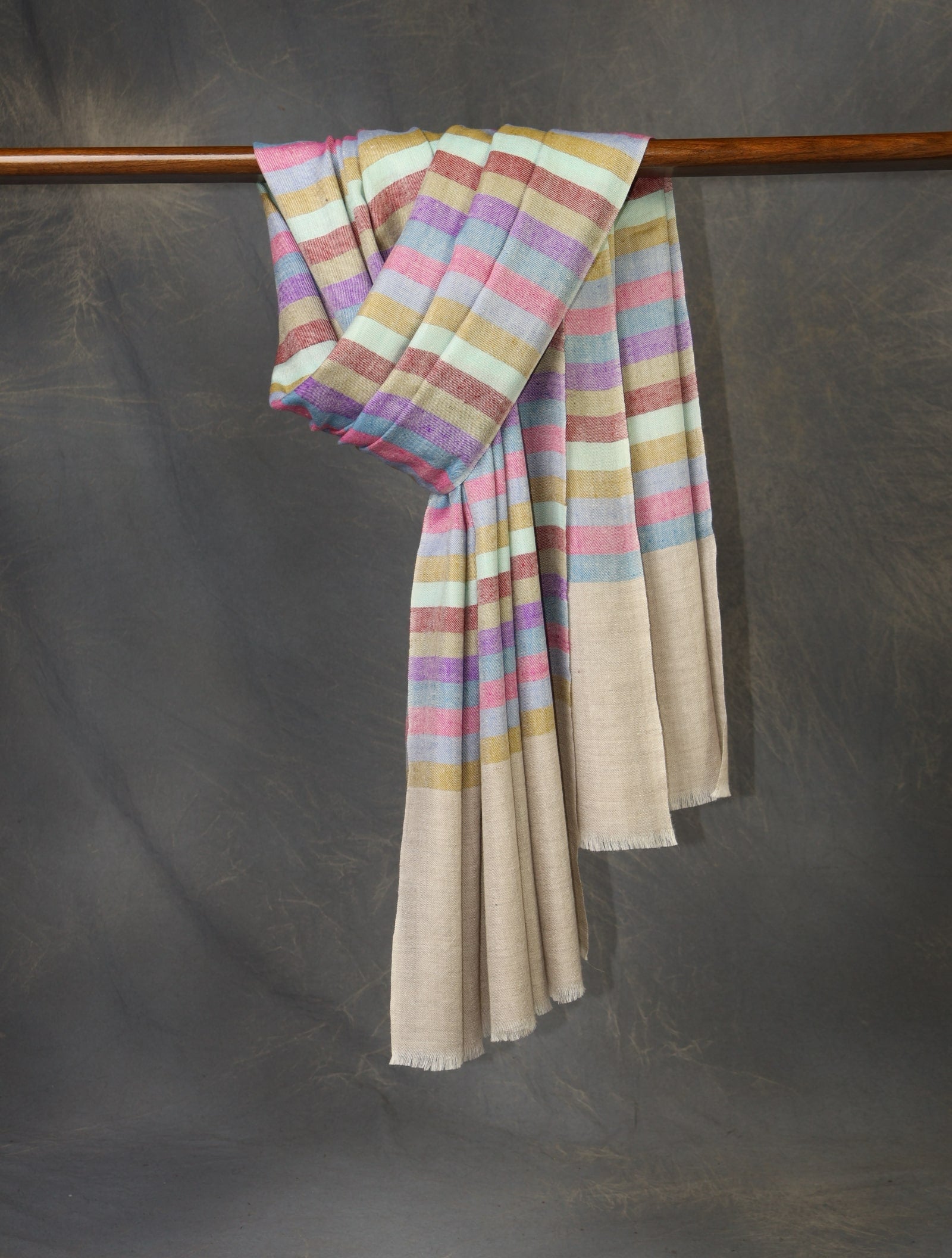 Natural Multicolor Plaid Pure Cashmere Pashmina Shaw