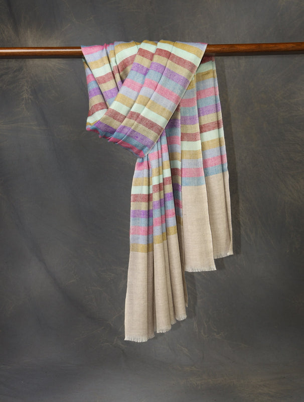 Natural Multicolor Plaid Pure Cashmere Pashmina Shaw