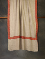 Natural Base Big Border Embroidery Cashmere Pashmina Shawl