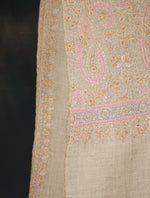 Natural Base Big Border Embroidery Cashmere Pashmina Shawl