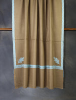 Natural Base Blue Big Border Embroidery Cashmere Pashmina Shawl