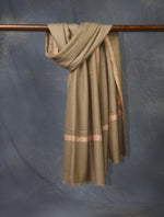 Natural Base Border Embroidery Cashmere Pashmina Shawl