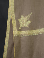 Natural Base Border Yellow Embroidery Cashmere Pashmina Scarf 
