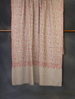 Natural Base Jali Embroidery Cashmere Pashmina Shawl