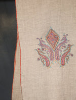 Natural Base Motif Embroidery Cashmere Pashmina Shawl