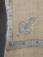 Natural Base Small Border Embroidery Cashmere Pashmina Shawl