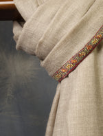 Natural Base Small Border Embroidery Cashmere Pashmina Shawl
