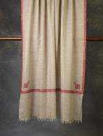 Natural Base Small Border Embroidery Cashmere Pashmina Shawl