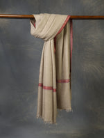 Natural Base Small Border Embroidery Cashmere Pashmina Shawl