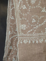 Natural Base With Jali Embroidery Pashmina Cashmere Scarf