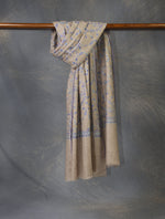 Natural Base With Jali Embroidery Pashmina Cashmere Scarf