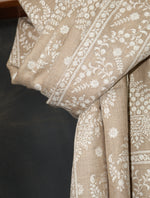 Natural Big Border And Boteh Motif Embroidery Cashmere Pashmina Shawl