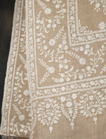 Natural Big Border And Boteh Motif Embroidery Cashmere Pashmina Shawl