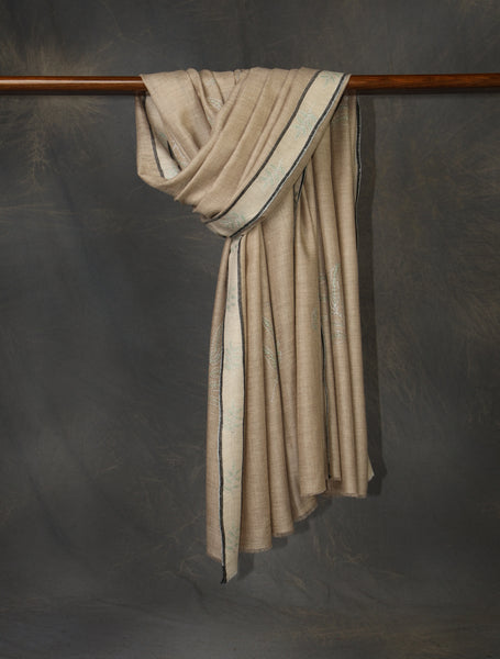 Natural Boteh Motif Embroidery Cashmere Pashmina Shawl