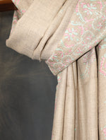Natural Boteh Motif Embroidery Cashmere Pashmina Shawl