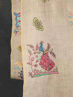 Natural Boteh Motif Embroidery Cashmere Pashmina Shawl
