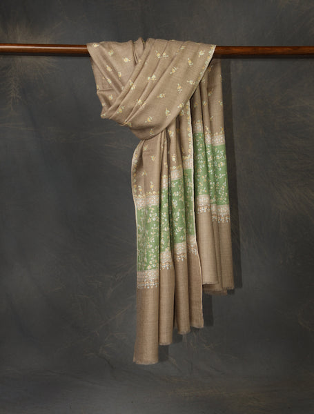 Natural Boteh Motifs Embroidery Cashmere Pashmina Shawl