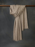 Natural Cashmere Scarf on Wooden Stand