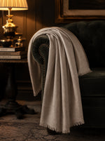 Natural Cashmere Scarf on Arm Chair