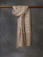 Natural Jali Embroidery Cashmere Pashmina Scarf