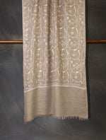 Natural Jali Embroidery Cashmere Pashmina Scarf