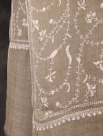 Natural Jali Embroidery Cashmere Pashmina Scarf