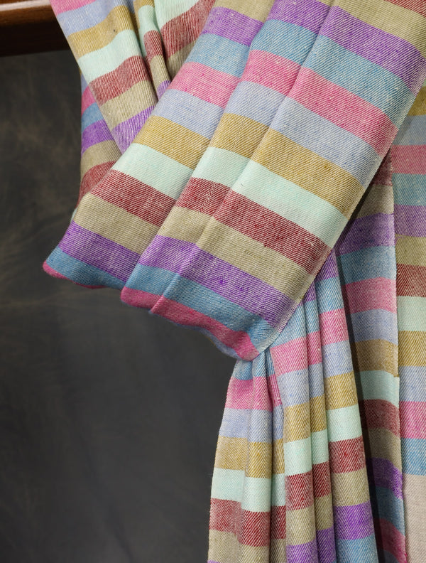Natural Multicolor Plaid Pure Cashmere Pashmina Shawl – detail view