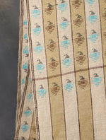 Natural & White Stripe Pashmina Kani Shawl
