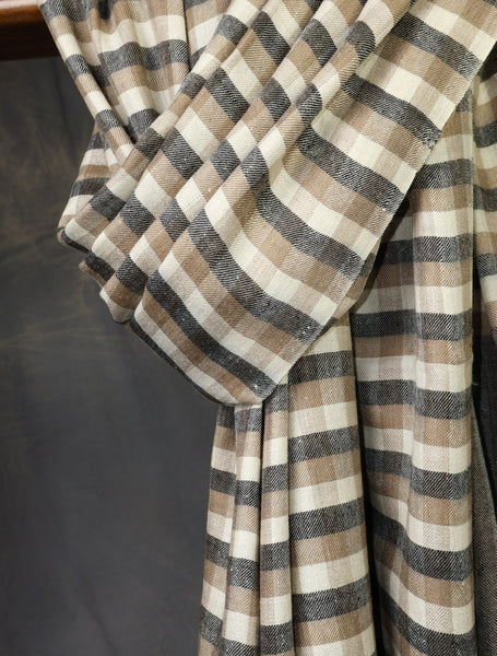 Natural and Black Plaid Pure Cashmere Pashmina Shawl
