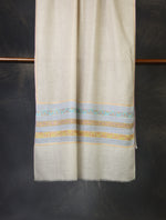 Natural with Border Embroidery Cashmere Pashmina Scarf

