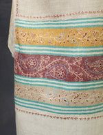 Natural with Border Embroidery Cashmere Pashmina Scarf
