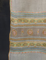 Natural with Border Embroidery Cashmere Pashmina Scarf
