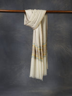 Natural with Border Embroidery Cashmere Pashmina Scarf
