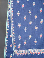Navy Blue Boteh Motif Embroidery Cashmere Pashmina Shawl