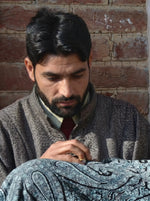 Artisan Working On Black Pashmina Jamawar