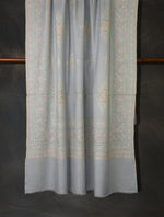 Pastel Blue Motif Embroidery Cashmere Pashmina Shawl