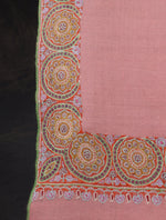 Pink Big Border Embroidery Cashmere Pashmina Shawl